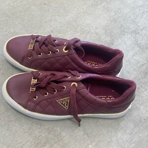 Guess maroon shoes, red flats